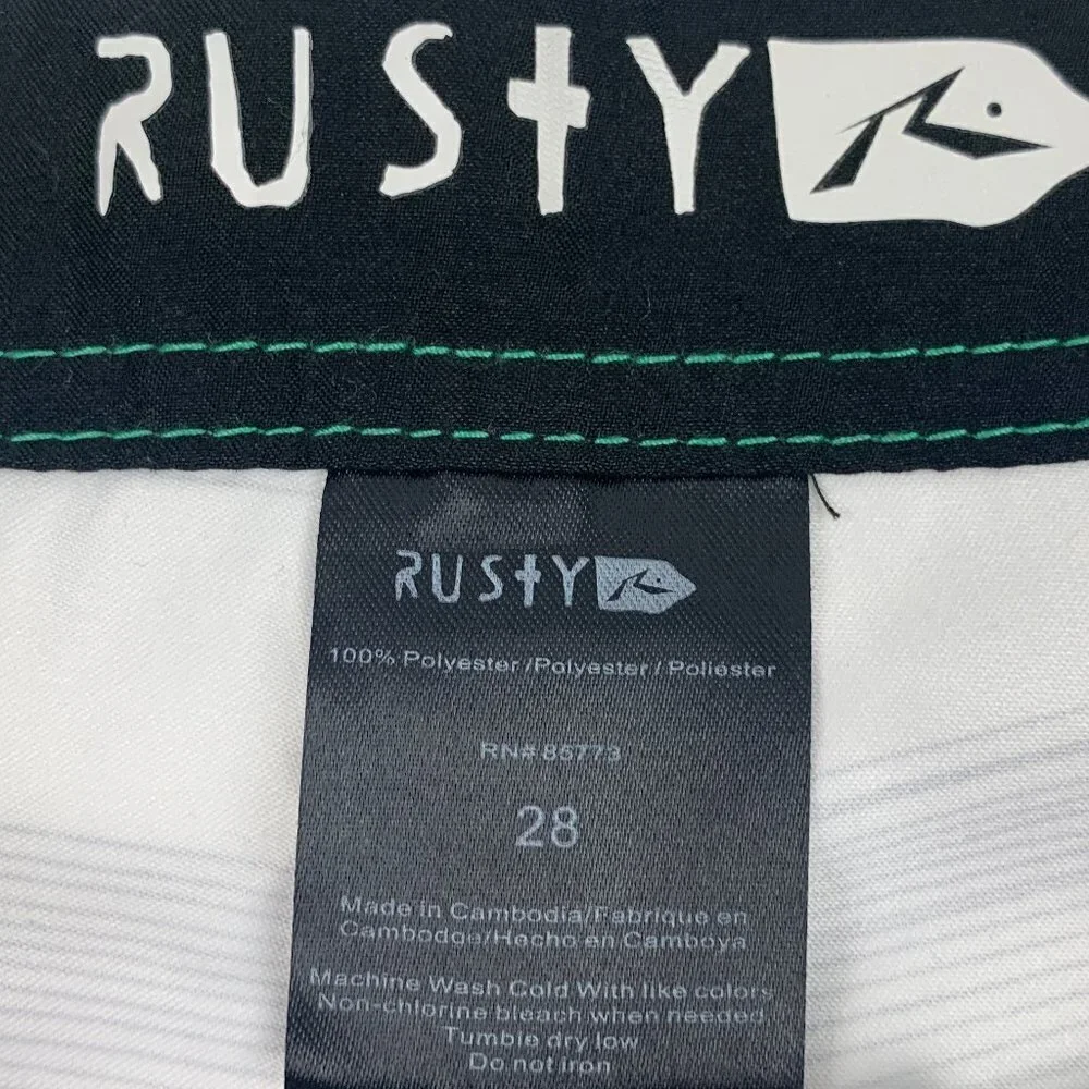 Rusty Striped Flat Front Board Shorts Men's Size 28
